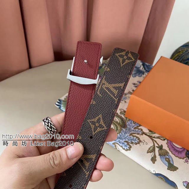 LV新款女士皮帶 路易威登Initiales雙面小牛皮腰帶  jjp1233